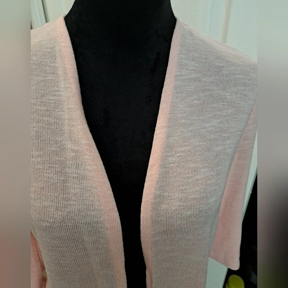 Pink Open Face Cardigan With Crocheted Shoulders